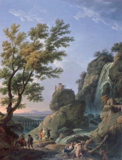 Landschap met Waterval en Figuren, 1768 door Claude Joseph Vernet